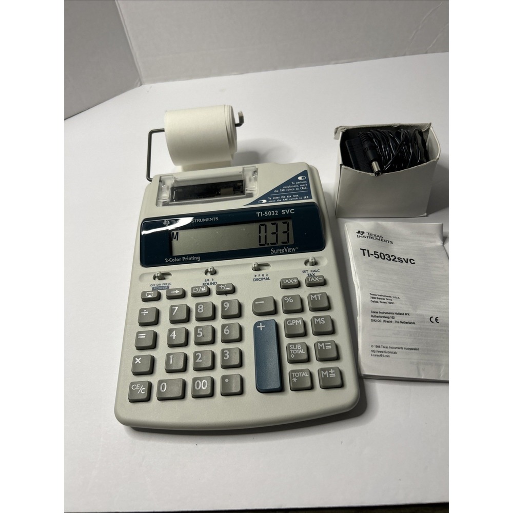 Texas Instruments TI-5032 SVC Printing Calculator w/ AC Adapter & Manual No Box